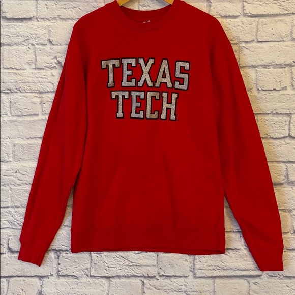 Texas Tech University Red Crewneck Sweatshirt Glitter Letter Graphic Size Large - Picture 2 of 11